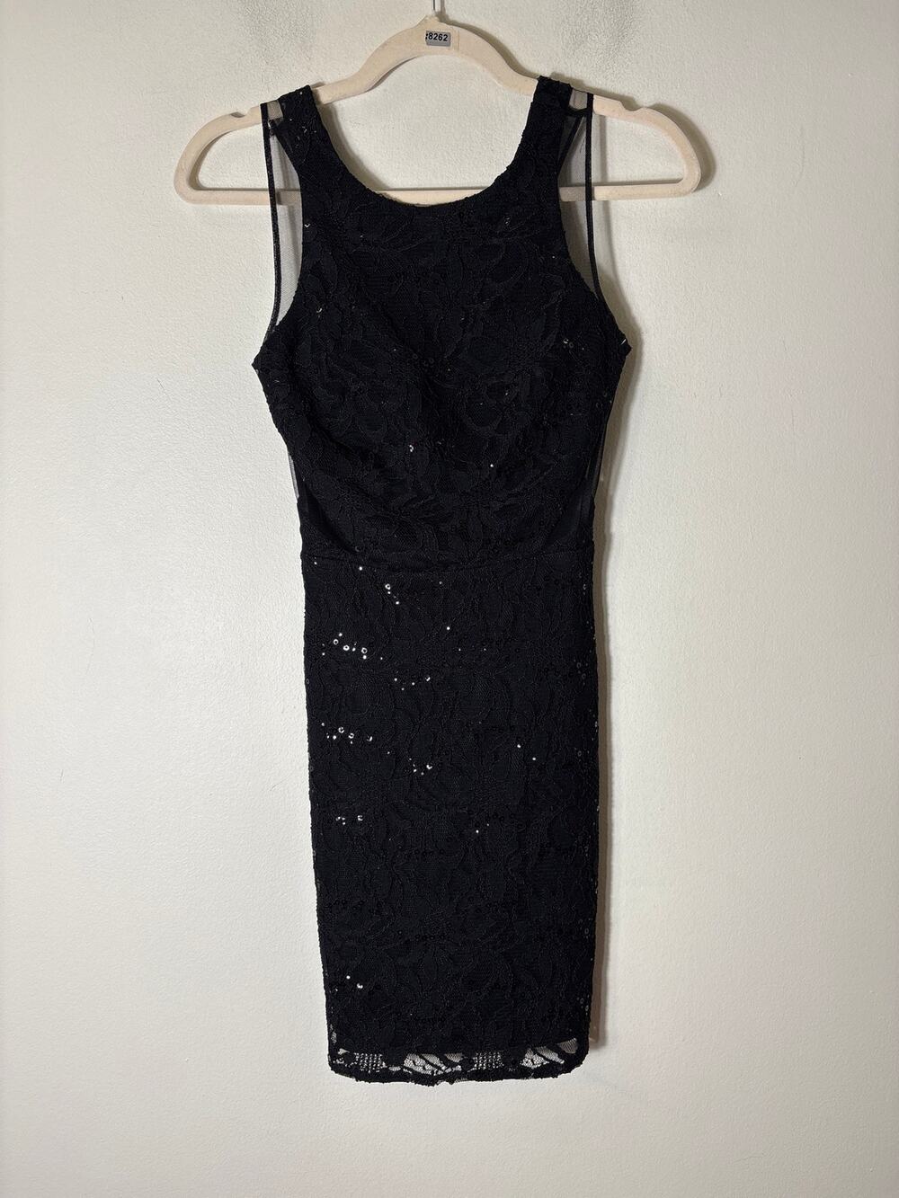 Hailey Logan by Adrianna Pappell Black Lace & Sequin Cocktail Dress Sz XS